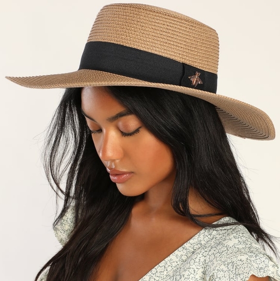 Lulus Accessories - Lulus What's the Buzz Brown Straw Hat